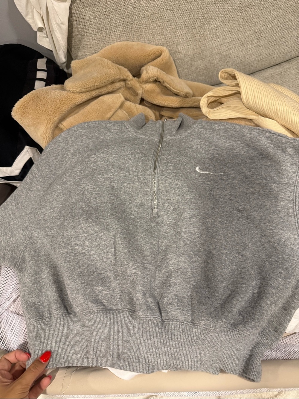 Nike cropped Gray Quarter-Zip Sweatshirt